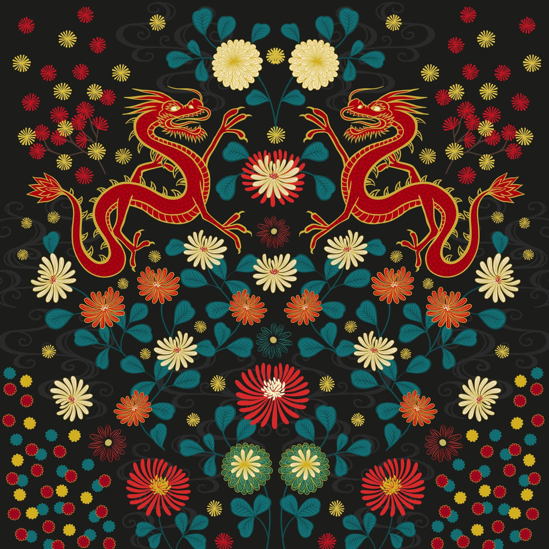Lewis and Irene Fabric Panels & Labels Lewis And Irene Year Of The Dragon Metallic 58 x 58 Inch Quilt Fabric Panel P3 - The Sewing Studio