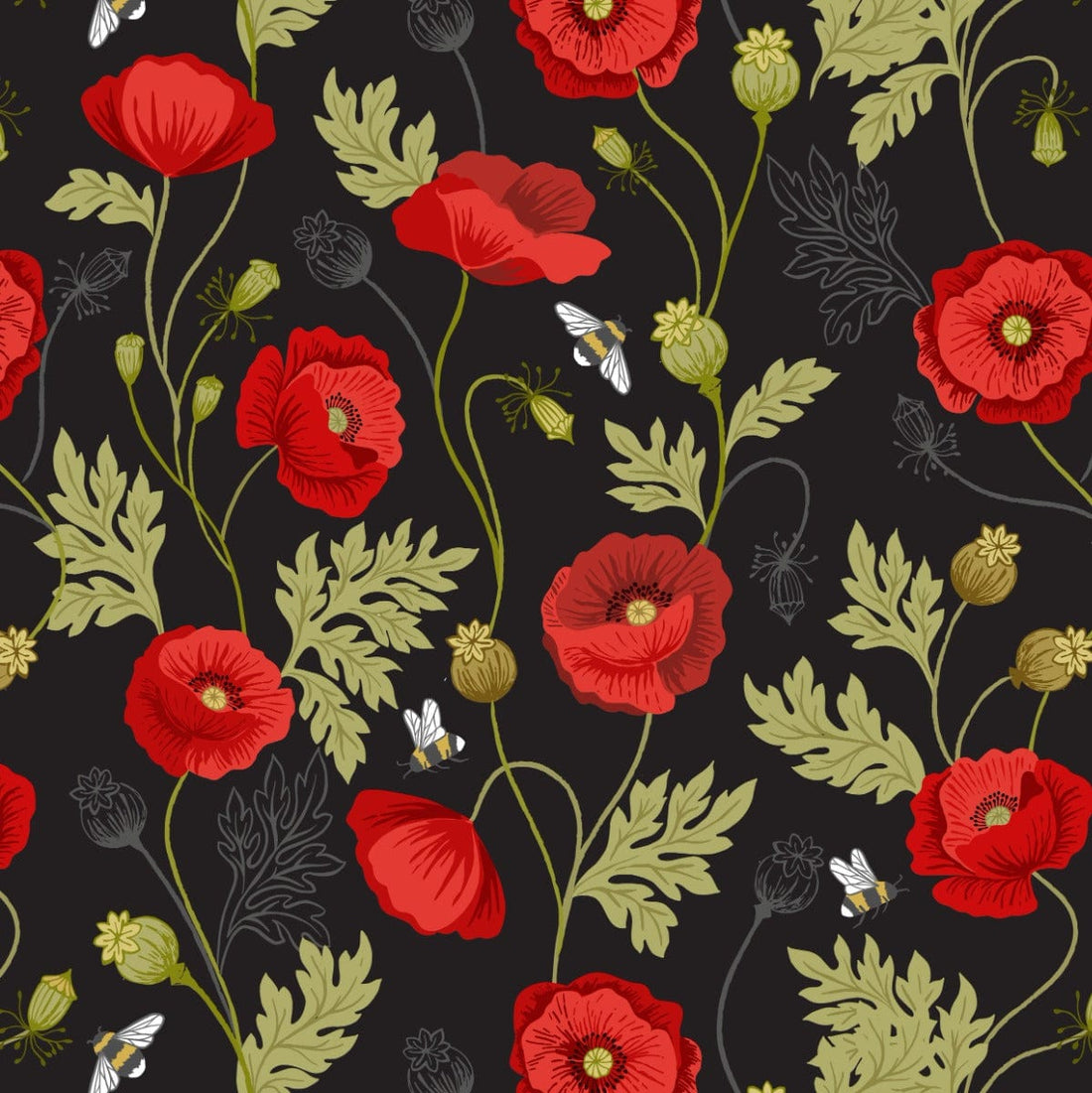 Lewis and Irene Fabric Lewis and Irene Poppies - The Sewing Studio