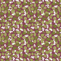 Lewis And Irene Winter Botanical Snowberry On Dark Red With Pearl A787-3 Main Image