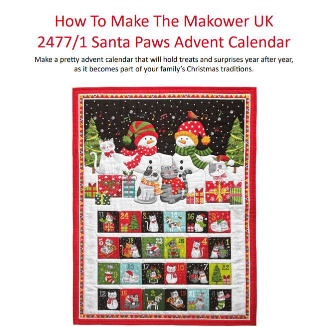 Makower Download Free Pattern: How to Make Makower Santa Paws Advent Panel - The Sewing Studio