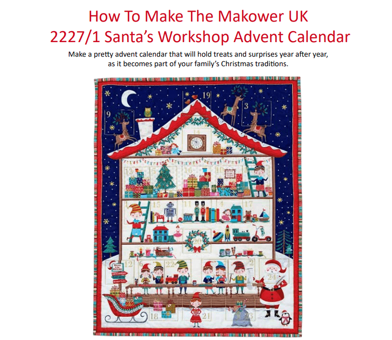 Makower Download Free Pattern: How to Make Makower Santas Workshop Advent Panel - The Sewing Studio