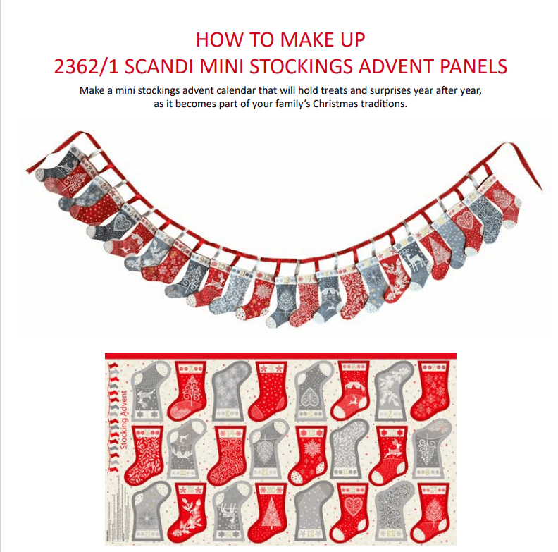 Makower Download Free Pattern: How to Make Makower Scandi Mini Stocking Panel 2022 - The Sewing Studio