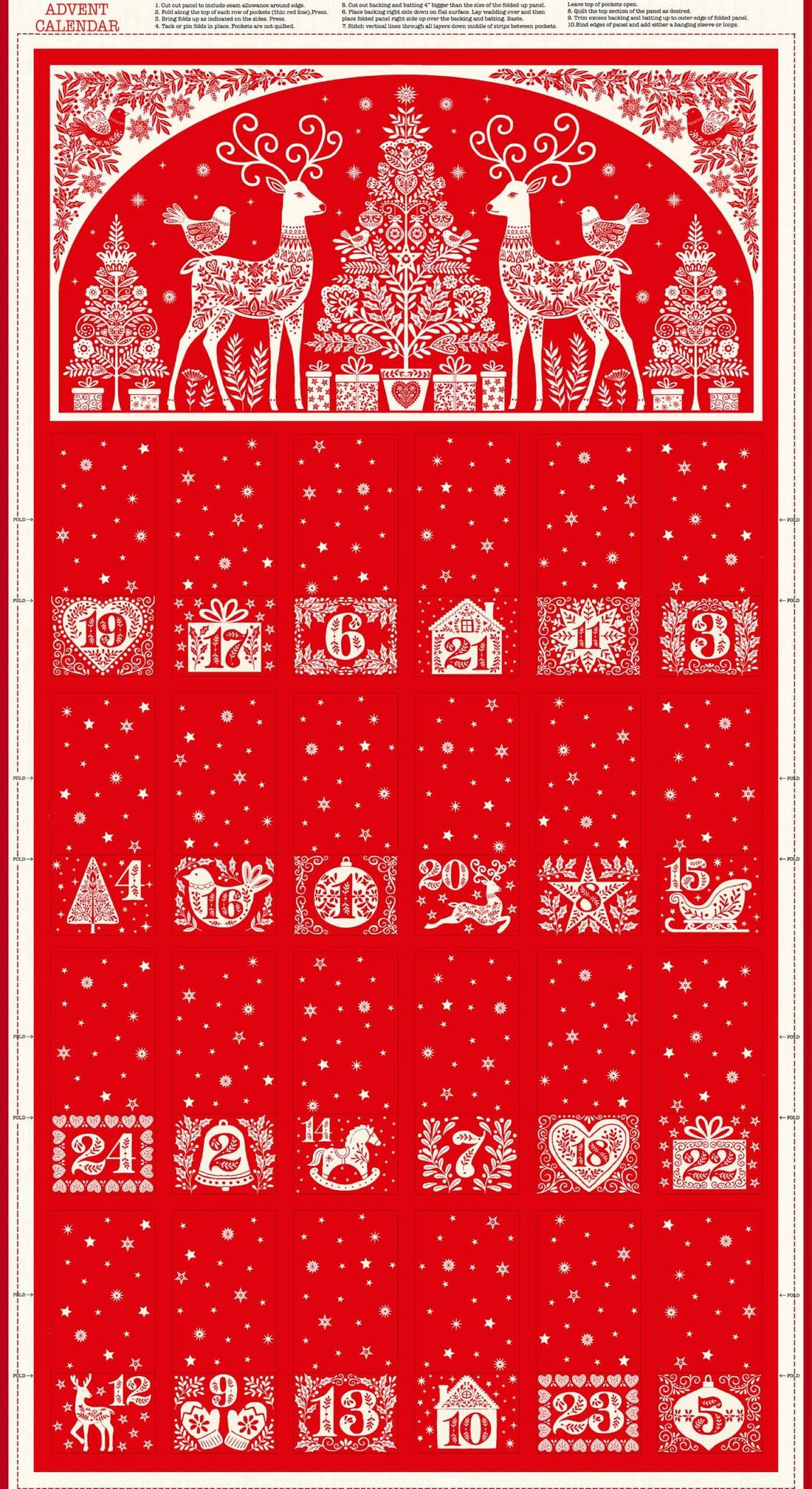 Makower Fabric Makower Christmas Fabric Scandi Advent Calender Panel - The Sewing Studio