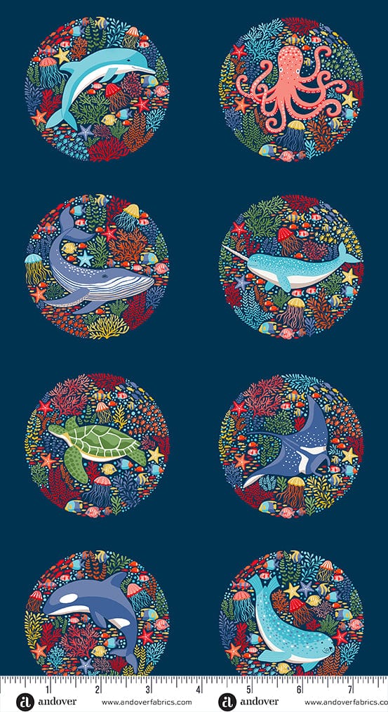Makower Fabric Makower Fabric Deep Blue Sea Panels - The Sewing Studio
