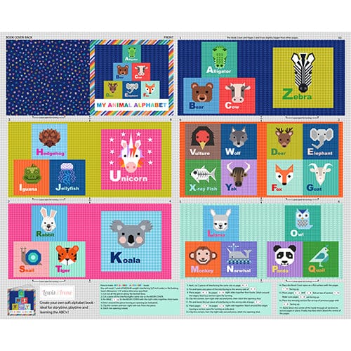 Makower Fabric Lewis & Irene Animal Alphabet Fabric Book Panel - The Sewing Studio