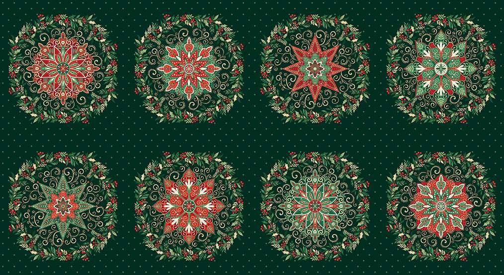 Multi-coloured Christmas Makower Fabric Makower Adorn Panels - The Sewing Studio