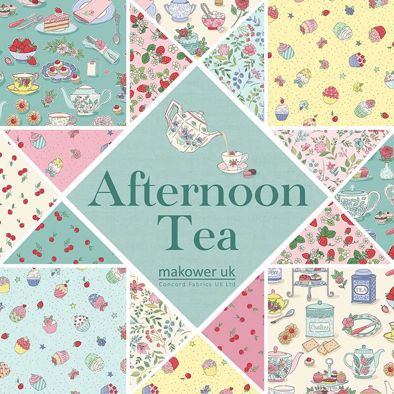 Makower Fabric Makower Afternoon Tea Cherry Crush Cream 094-Q - The Sewing Studio
