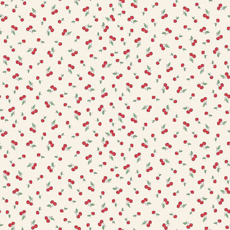 Makower Fabric Makower Afternoon Tea Cherry Crush Cream 094-Q - The Sewing Studio
