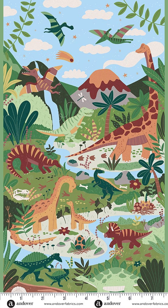 Makower Fabric Makower Fabric Prehistoric Dinosaur Panel - The Sewing Studio