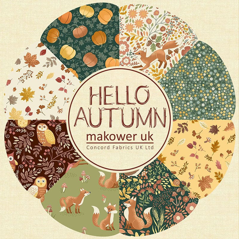 Makower Fabric Makower Hello Autumn Blooms Brown 100-V-2 - The Sewing Studio