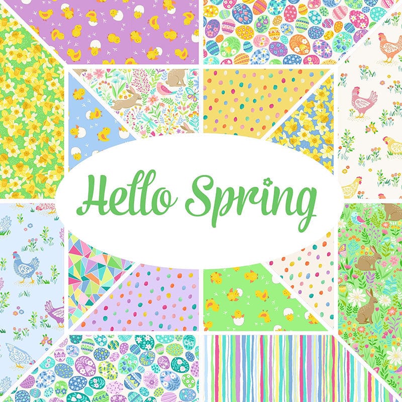 Makower Fabric Makower Hello Spring Bunny Meadow Cream 083-Q - The Sewing Studio