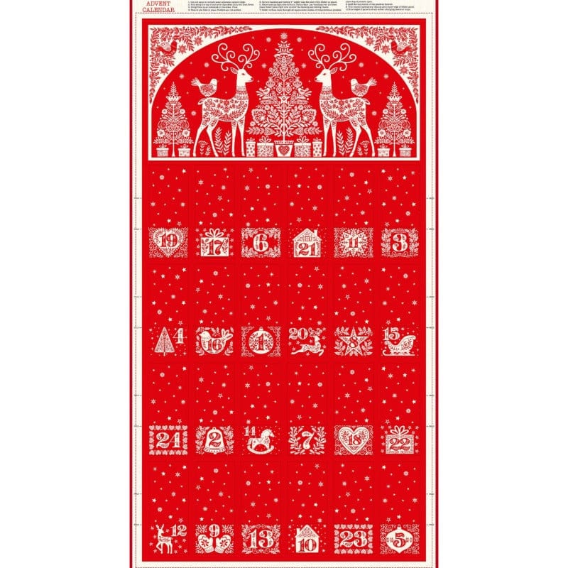 Makower Fabric Panels & Labels Makower Christmas Fabric Scandi Advent Calender Panel  - The Sewing Studio