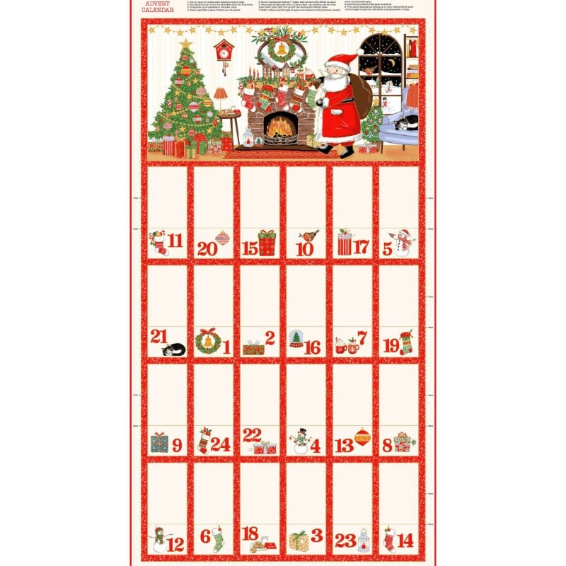 Makower Fabric Panels & Labels Makower Christmas Fabric Jolly Saint Nick Panels - The Sewing Studio