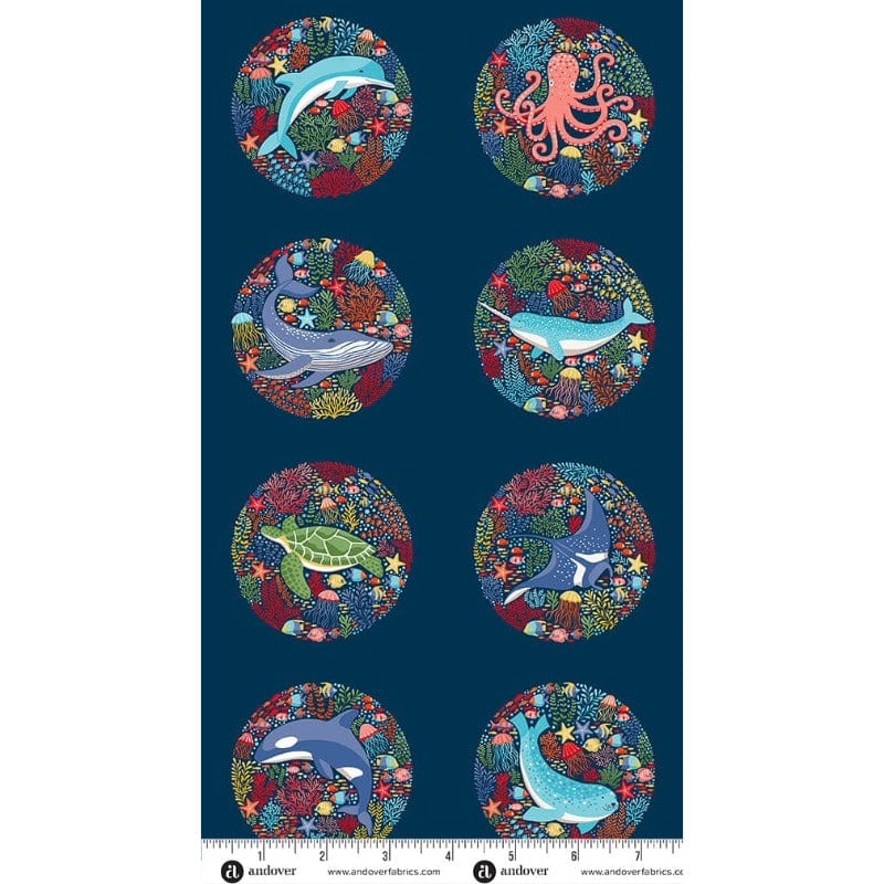 Makower Fabric Panels & Labels Makower Fabric Deep Blue Sea Panels - The Sewing Studio