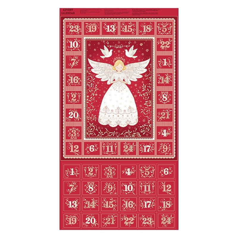 Makower Fabric Panels & Labels Makower Angels Advent Fabric Panel Red 042-R - The Sewing Studio