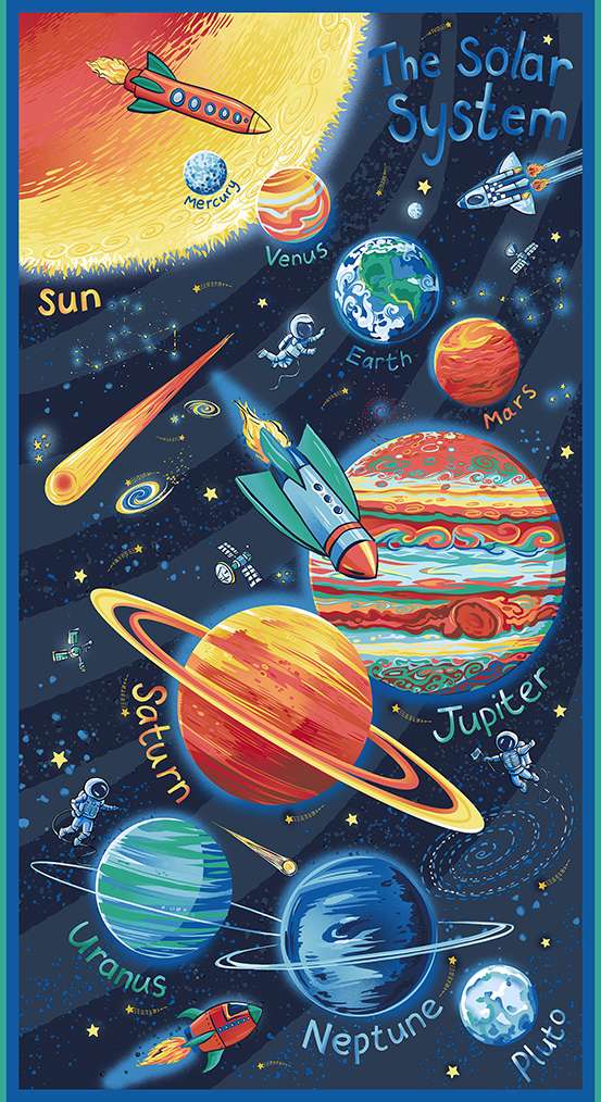 Makower Fabric Panels & Labels Makower Orbit Panel - The Sewing Studio