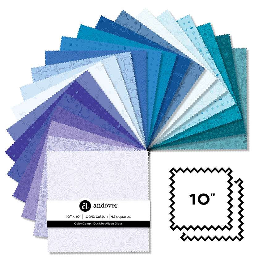 Makower Fabric Pre Cuts Makower Color Camp Dusk 10" Square Pack - The Sewing Studio