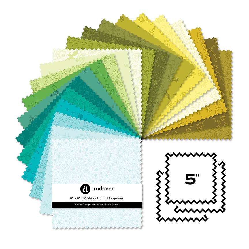 Makower Fabric Pre Cuts Makower Color Camp Grove 5" Square Pack - The Sewing Studio