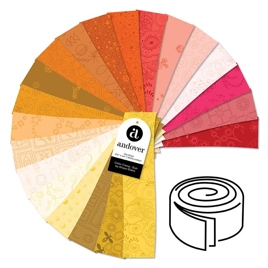 Makower Fabric Pre Cuts Makower Color Camp Sun Strip Roll - The Sewing Studio