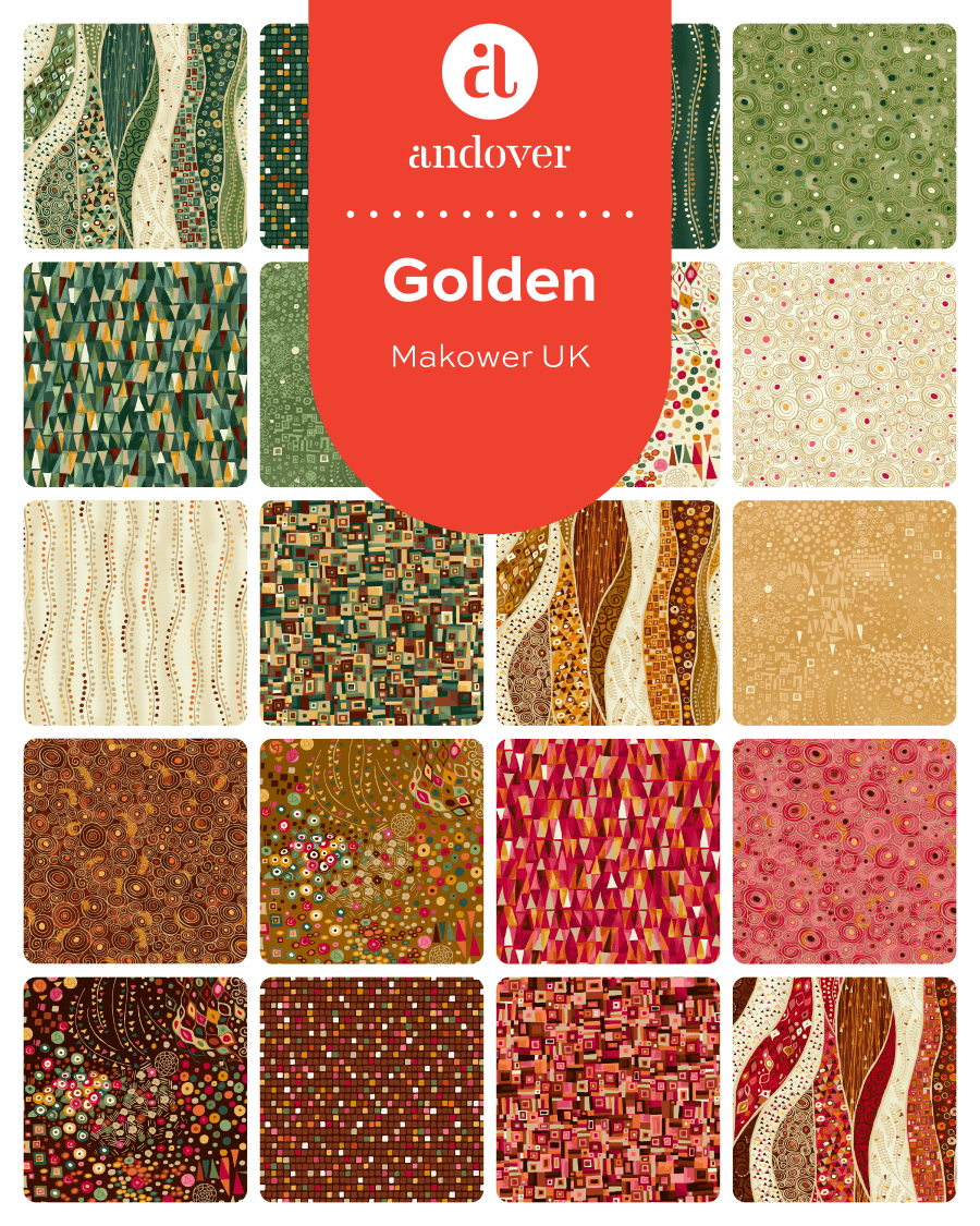 Makower Fabric Pre Cuts Makower Fabric Golden Metallic Fat Quarter Bundle - The Sewing Studio