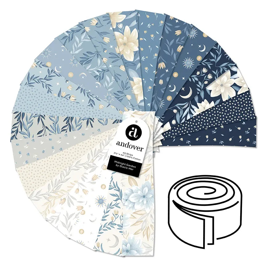 Makower Fabric Pre Cuts Makower Midnight Garden Strip Roll - The Sewing Studio