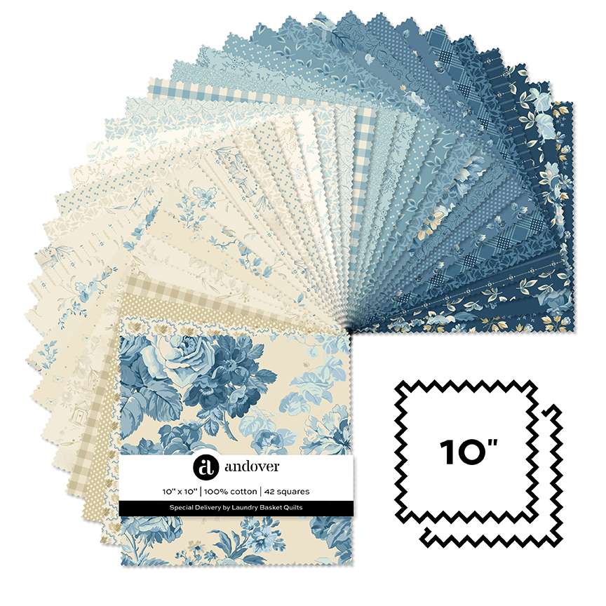 Makower Fabric Pre Cuts Makower Special Delivery 10" Square Pack - The Sewing Studio
