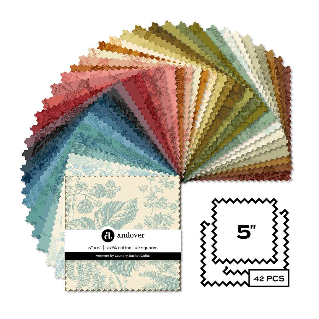 Makower Fabric Pre Cuts Makower Vermont 5" Square Pack - The Sewing Studio