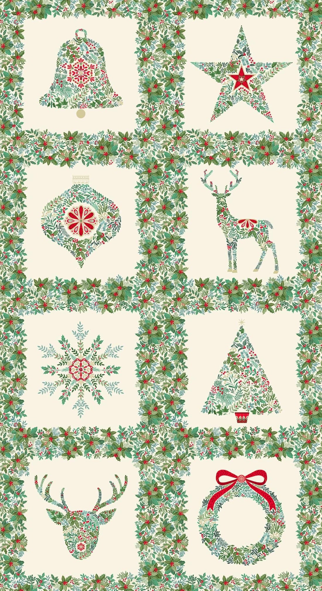 Makower Fabric Makower Christmas Fabric Good Tidings Panels - The Sewing Studio