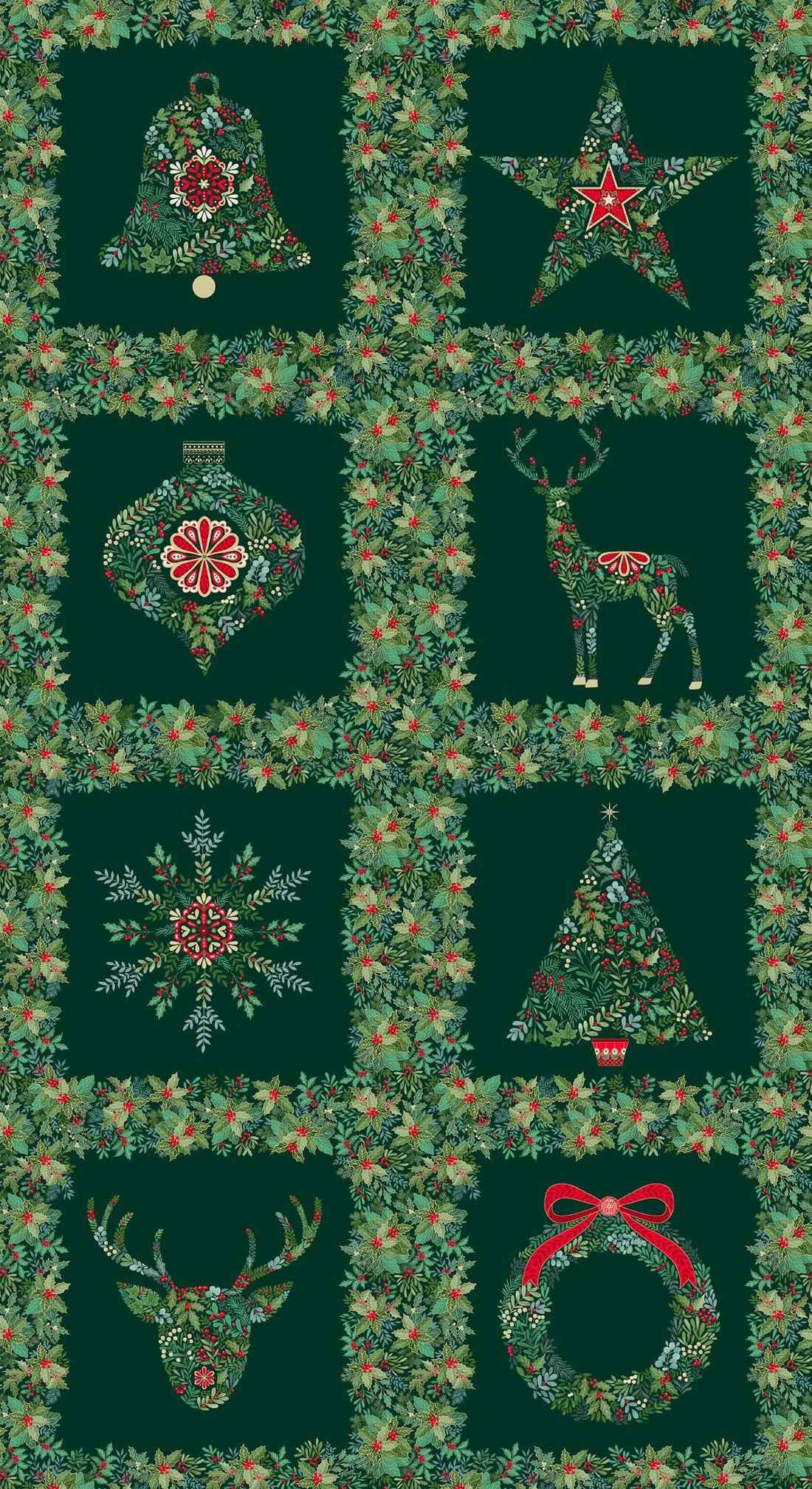 Makower Fabric Makower Christmas Fabric Good Tidings Panels - The Sewing Studio