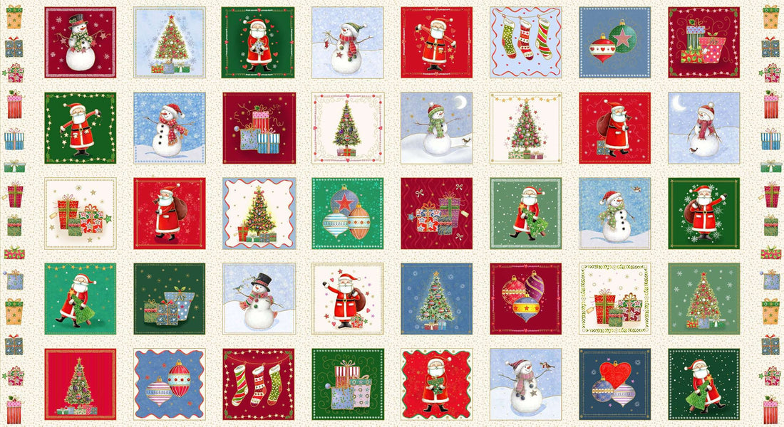 Makower Fabric Makower Christmas Fabric Jolly Saint Nick Panels - The Sewing Studio