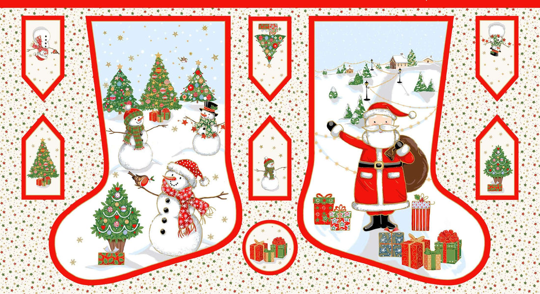 Makower Fabric Makower Christmas Fabric Jolly Saint Nick Panels - The Sewing Studio