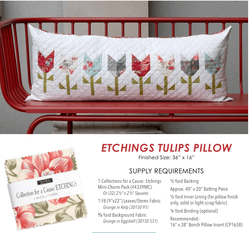 Moda Download Free Pattern: Etchings Tulip Pillow - The Sewing Studio