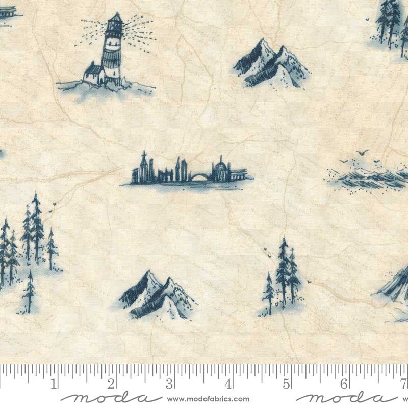 Moda Fabric Moda Longshore Bucket List Flag 24610-12 - The Sewing Studio