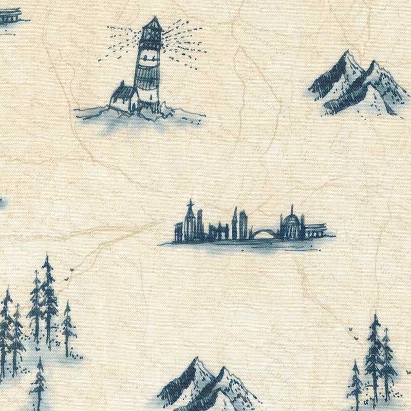 Moda Fabric Moda Longshore Bucket List Flag 24610-12 - The Sewing Studio