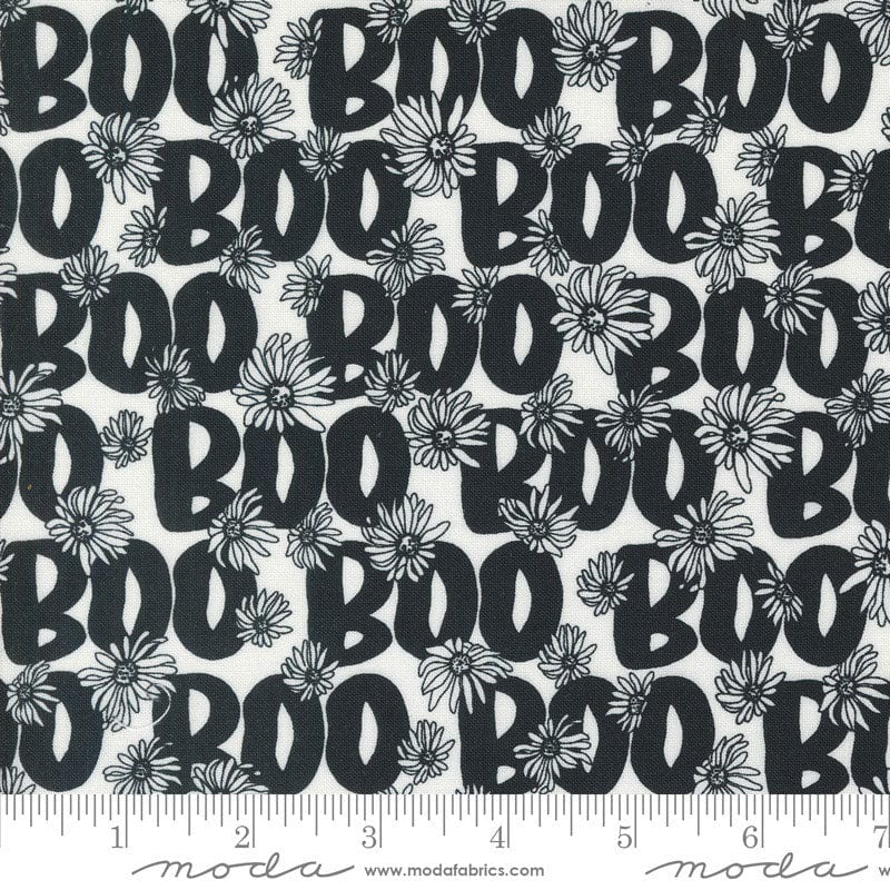 Moda Fabric Moda Noir Boo Text Ghost 11544-21 - The Sewing Studio