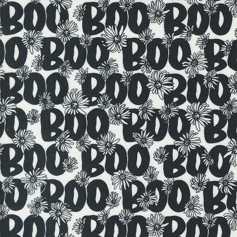 Moda Fabric Moda Noir Boo Text Ghost 11544-21 - The Sewing Studio