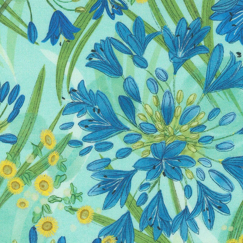 Moda Fabric Moda Serena Shores Agapanthus Aqua 48770-19 - The Sewing Studio