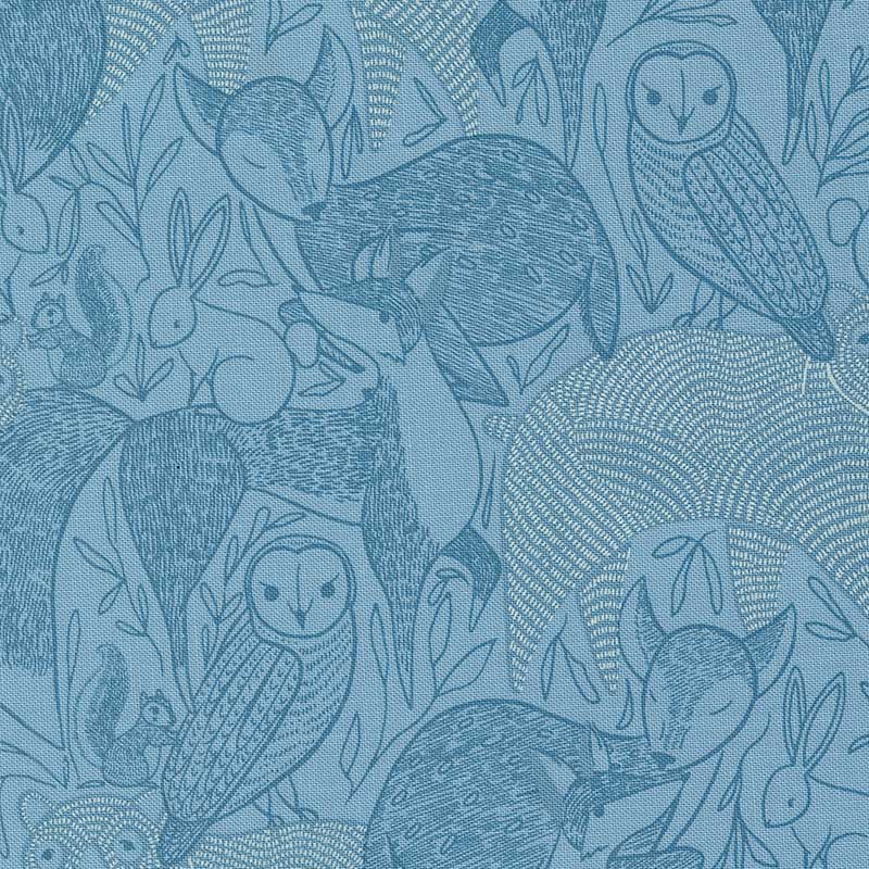Moda Fabric Moda Woodland Wonder Animals Sky 48390-16 - The Sewing Studio