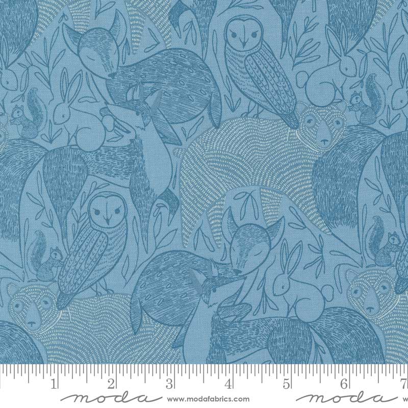 Moda Fabric Moda Woodland Wonder Animals Sky 48390-16 - The Sewing Studio