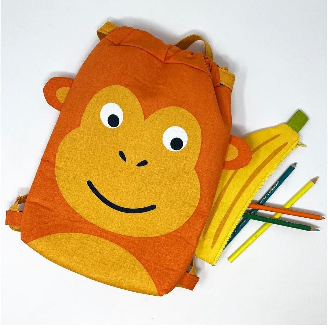Moda Fabric Panels & Labels Moda Back To School: Fabric Monkey Backpack Panel: Multi Colour 20897-11 - The Sewing Studio