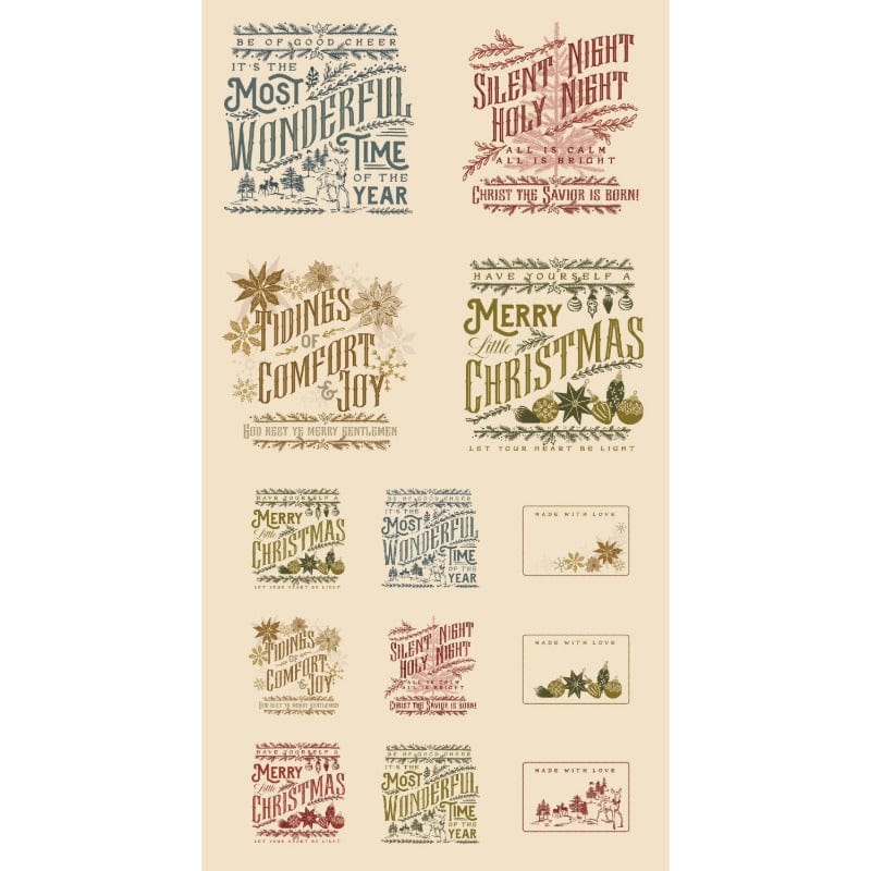 Moda Fabric Panels & Labels Moda Old World Yuletide 24 x 44 Inch Panel Eggshell 45629 11M - The Sewing Studio