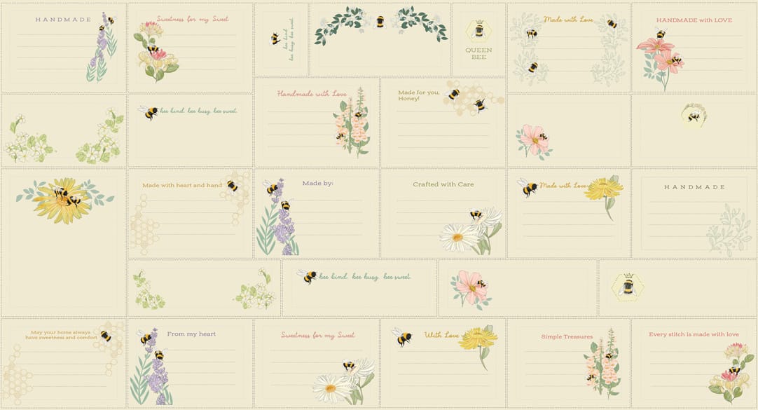 Moda Fabric Panels & Labels Moda Pollinators Quilt Labels Panel - The Sewing Studio