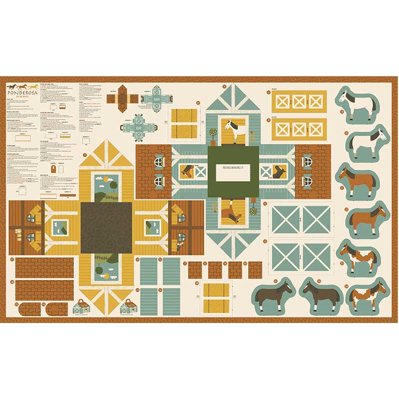 Moda Fabric Panels & Labels Moda Ponderosa Horse and Stable Toy Panel. Cut & Sew. 20868-11 - The Sewing Studio