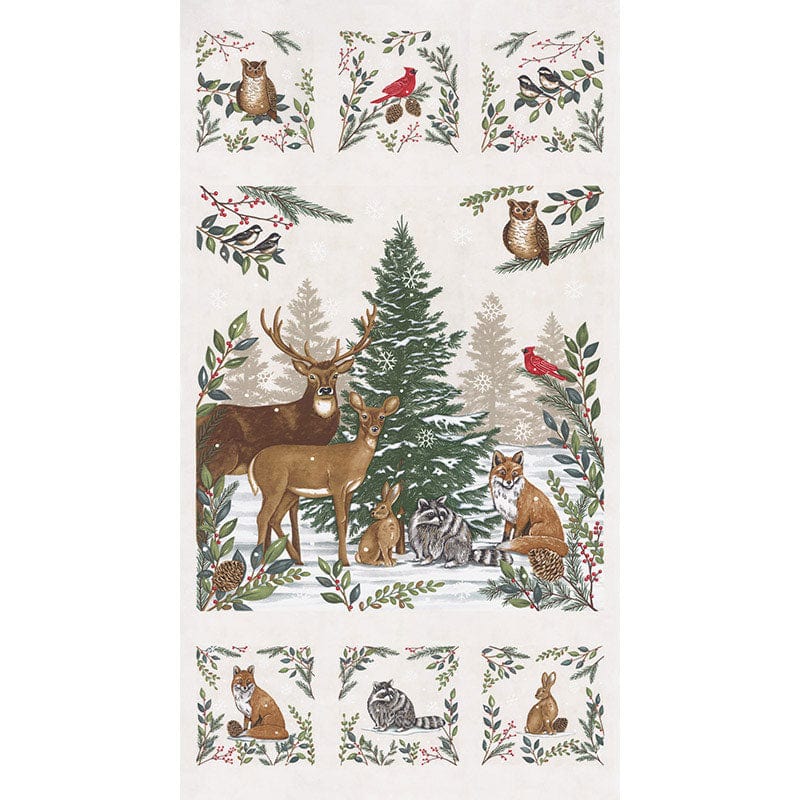 Moda Fabric Panels & Labels Moda Woodland Winter Fabric Panel Snowy White 56099-11 - The Sewing Studio