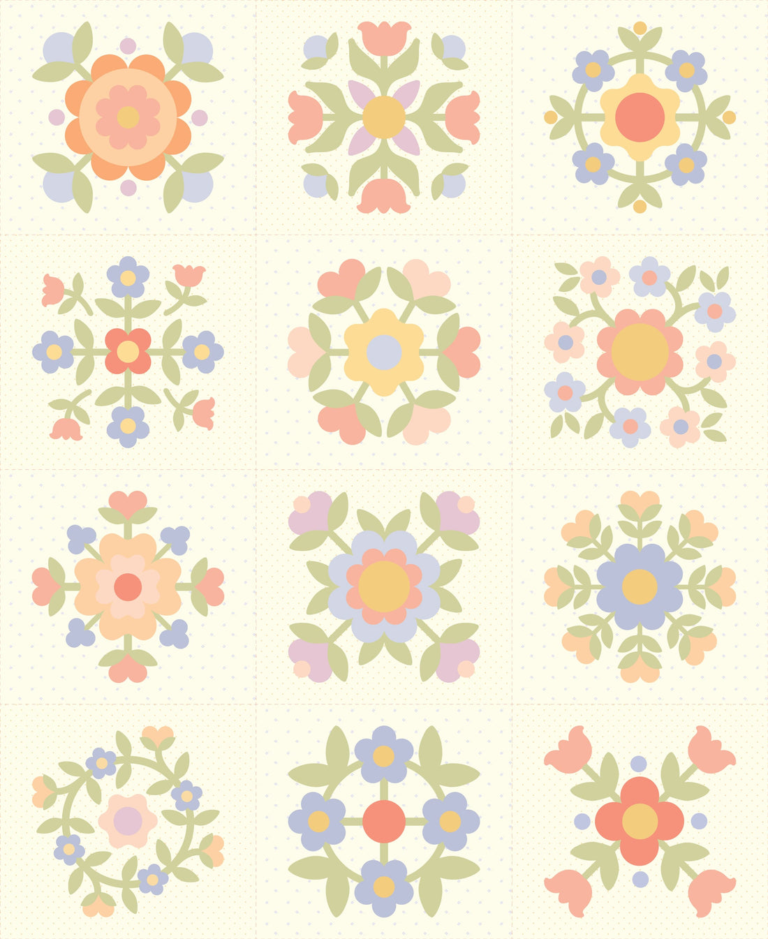 Multi-coloured Floral Moda Fabric Panels & Labels Moda Pastel Prairie Panel - The Sewing Studio