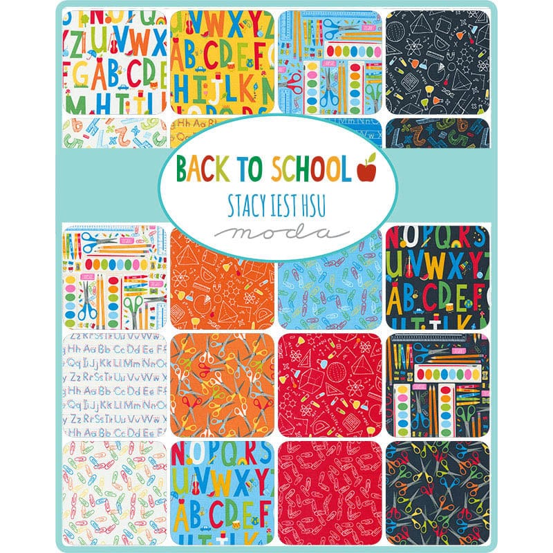 Multi-coloured Childrens Moda Fabric Pre Cuts Moda Back To School Jelly Roll 20890JR - The Sewing Studio