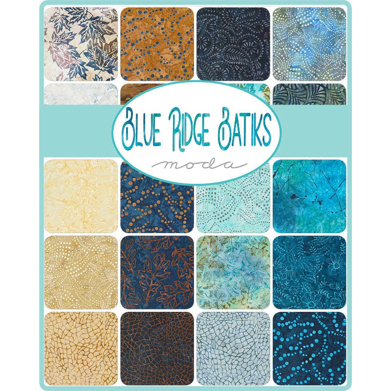 Multi-coloured Hand Dyed Moda Fabric Pre Cuts Moda Blue Ridge Batiks Layer Cake 4367LC - The Sewing Studio