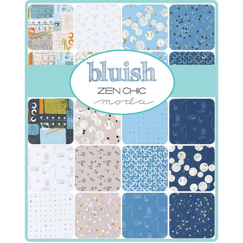 Moda Fabric Pre Cuts Moda Bluish Mini Charm 1820MC - The Sewing Studio