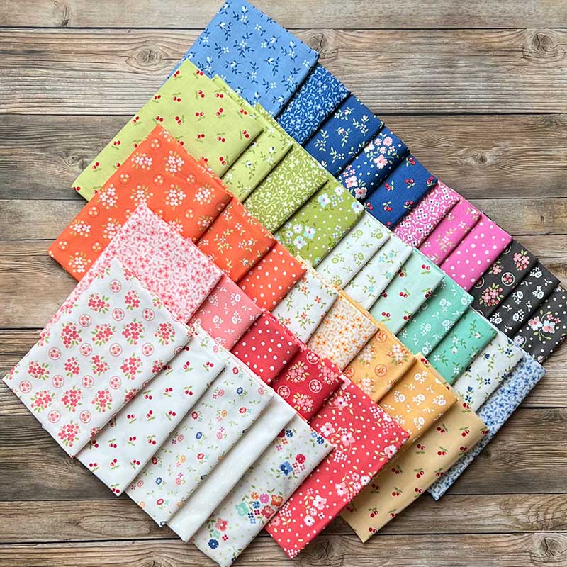 Multi-coloured Small Print, Floral, Foliage Moda Fabric Pre Cuts Moda Cali And Co Jelly Roll 29190JR - The Sewing Studio