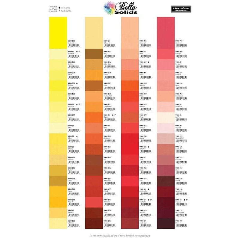 Moda Fabric Pre Cuts Moda Fabric Bella Solid Shade Card - The Sewing Studio